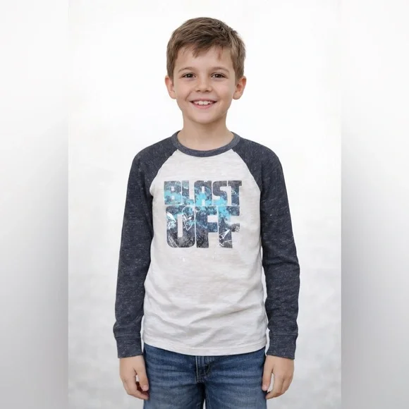 Oshkosh Blast Off Space Raglan Long Sleeve Shirt Size 10