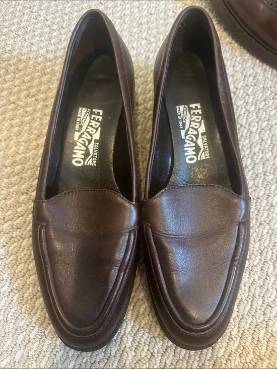 Salvatore Ferragamo Dark Brown Leather Penny Loafers