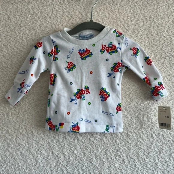 OshKosh B’Gosh NWT Infant Vintage Trains‎ Long Sleeve Shirt Size 3-6 Months