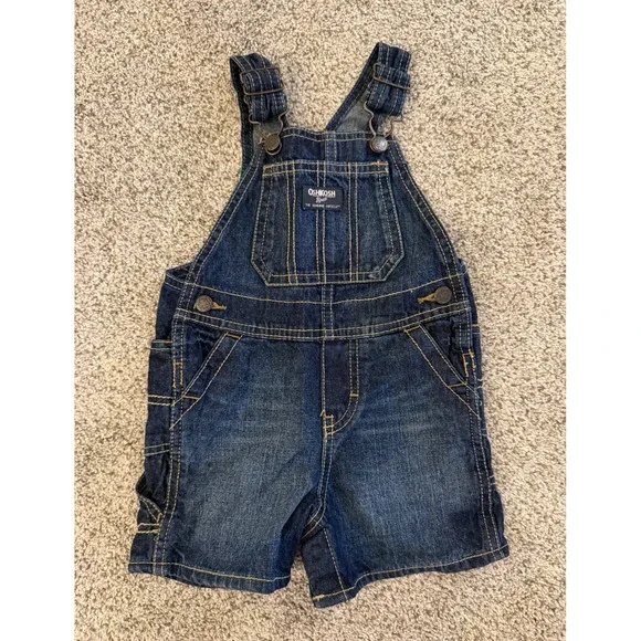 OshKosh B'Gosh Baby Toddler Kids Dark Wash Denim Shortalls Overalls 18M Blue‎