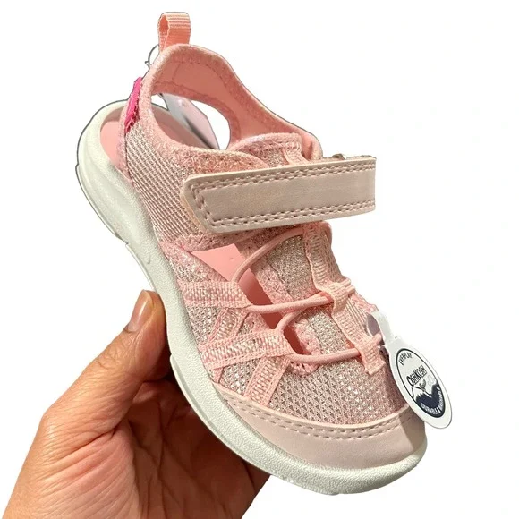 OshKosh Toddler Girls Fisherman Sandal Sz 9 Light Pink Washable Closed Toe Shoes
