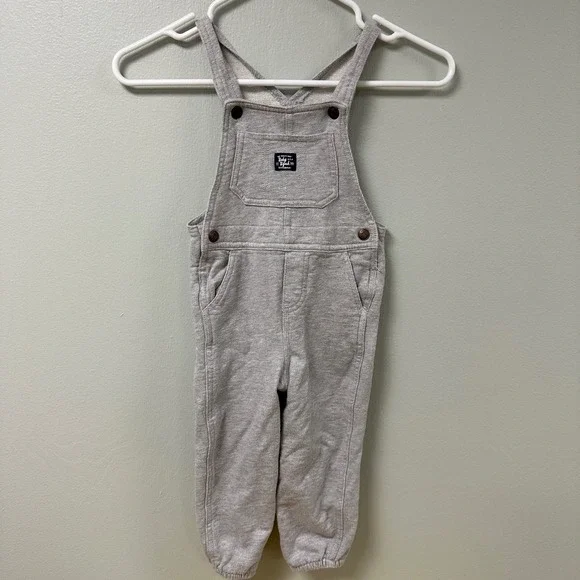 OshKosh B'gosh Baby B'gosh‎ Gray Fleece Bib Overalls Snaps 24M
