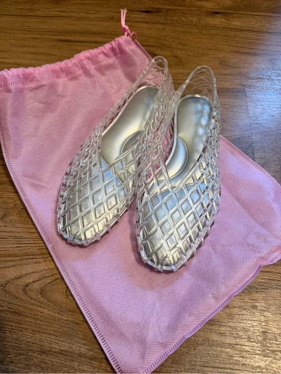 Clear Jelly Shoe Ballet Flats - Silver Insole - BRAND NEW