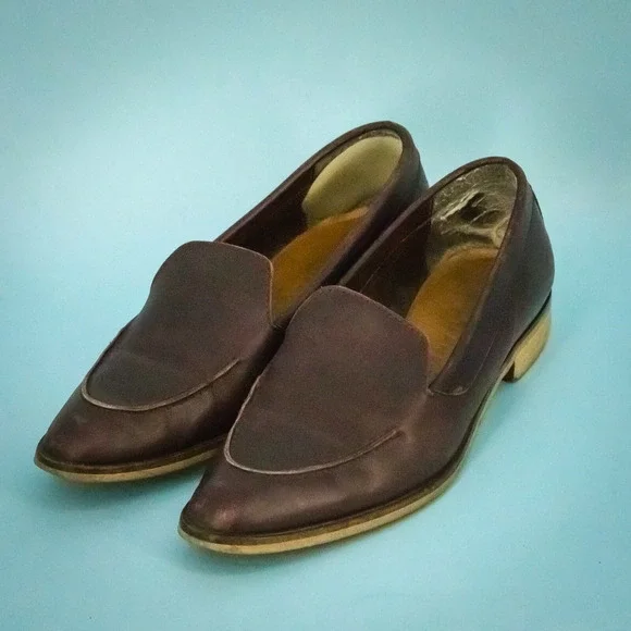 Everlane Size 7 The Modern Day Burgundy Leather Pointed Toe Slip On Flats Loafer