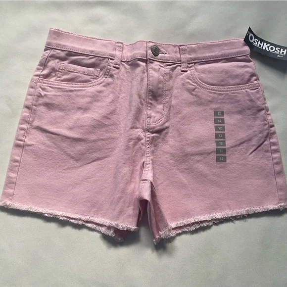 OshKosh B'gosh Pink Jean Shorts Raw Hem Girls Size 12‎