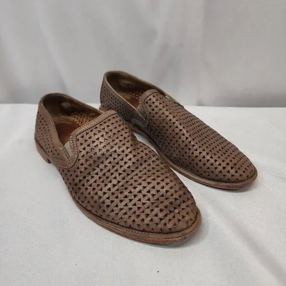 Trask Ali Perforated Loafer Gold Metallic Suede Women's 10 Comfort