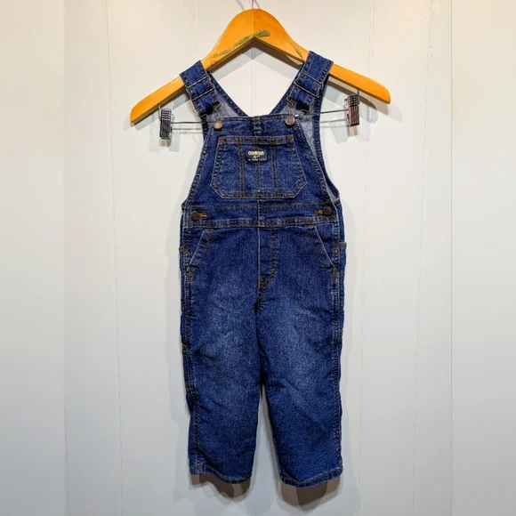 OshKosh B'gosh Toddler Denim Overalls Size 2T Medium Blue Classic Bib Jeans