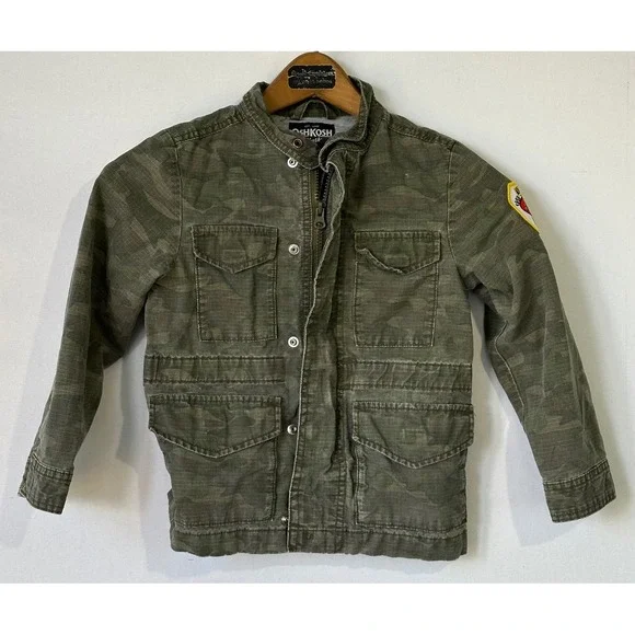OshKosh B'gosh Camo Field Jacket Vietnam Veteran Kids 6 Green