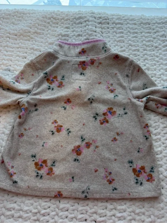 OshKosh B'gosh Beige Floral Fleece Pullover with Pink Trim