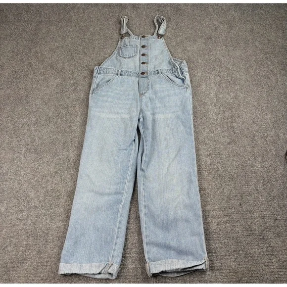 Y2K Oshkosh B'gosh Denim Overalls Girls 14 Button Front‎ Distressed Country Farm
