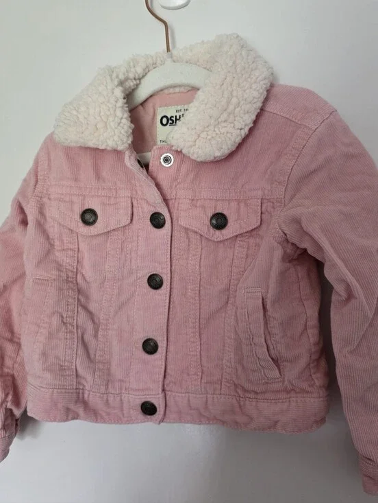 OshKosh B'gosh Pink Corduroy Jacket with Cream Sherpa Collar