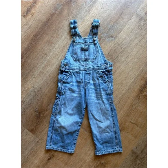 Vintage OshKosh B’Gosh Vestbak Cotton Light Wash Denim Toddler Overalls