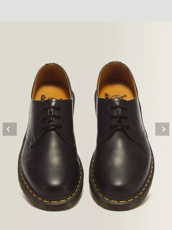 Dr. Martens Black 3-Eye Leather Oxford with Yellow Stitching