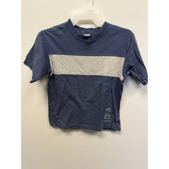 Vintage OshKosh B'Gosh Boys Navy Gray Colorblock Soccer T-Shirt Size 7X USA Made