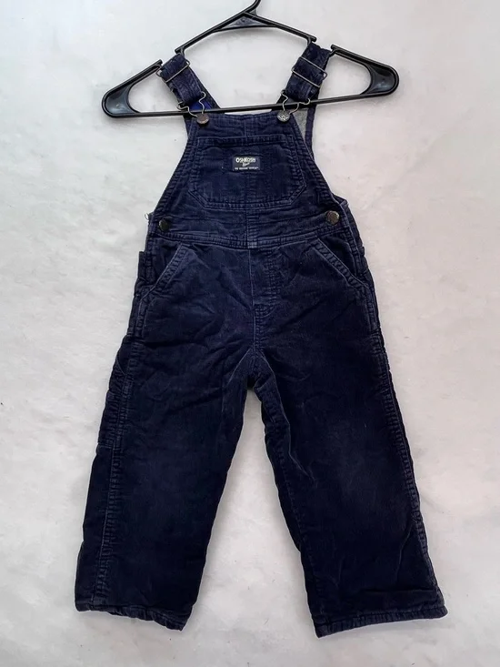 Osk‎ Kosh B’Gosh Blue Corduroy plaid lined overalls-2T