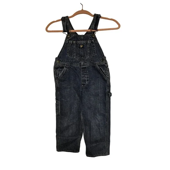Vint OshKosh‎ Bgosh Kids Blue Denim  Overalls Size 5 Dark Wash Adjustable Straps