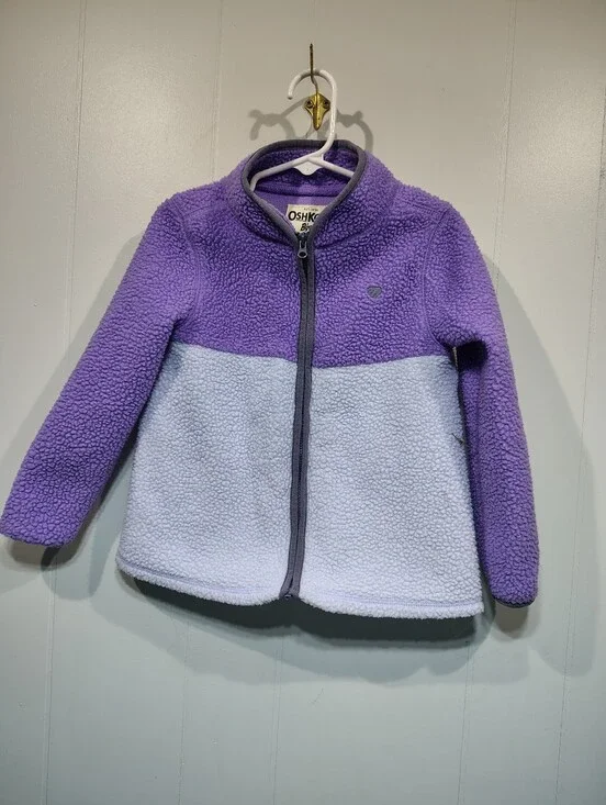 OshKosh B'gosh Girls 4T Full Zip Sherpa Fleece Jacket Purple