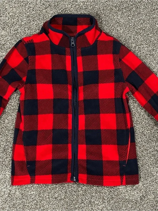 OshKosh B'gosh Red and Black Buffalo Plaid Fleece Jacket