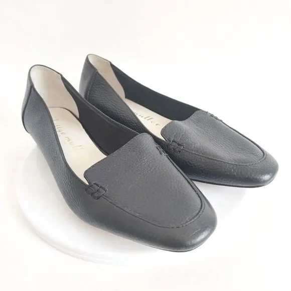 Bettye Muller‎ Pebbled Leather Slip On Comfort Minimalist Loafers Black Size 5.5