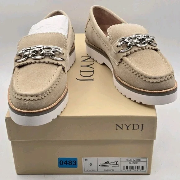 NYDJ Women's Owens Boucle Loafer - Cashmere Suede Gray Size‎ 6 M - New In Box