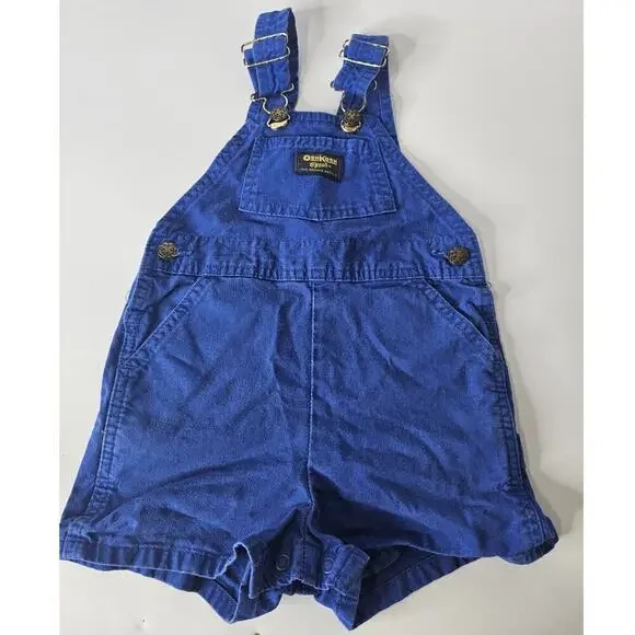 OshKosh B’Gosh Vintage Y2k Overalls Blue Shortalls Shorts 3T Made In USA