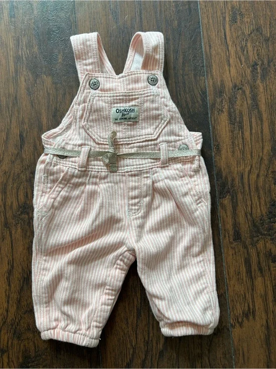 OshKosh B'gosh, Girls  Pink and White Striped Overalls