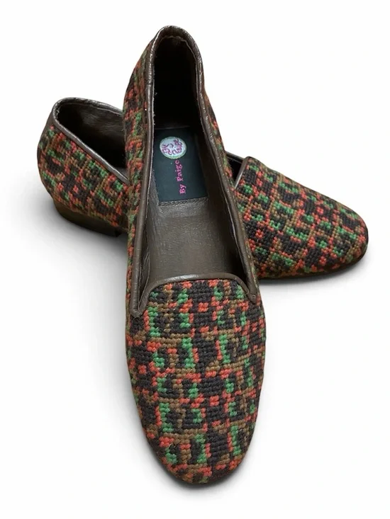 By Paige Needlepoint Loafers Flats Brown Multi 8