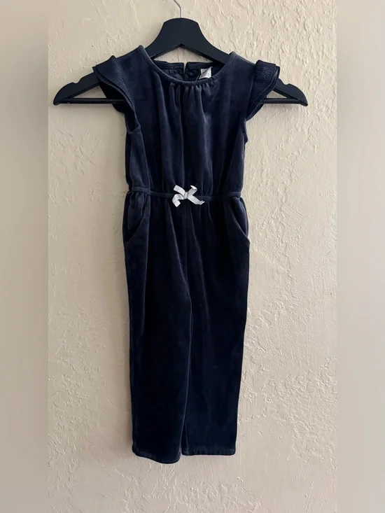 OshKosh B'gosh Black Velvet Jumpsuit with Silver Bow