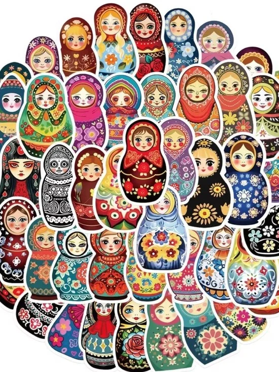 50 Russian Nesting Doll Stickers Cute Mini Sticker Set 🪆