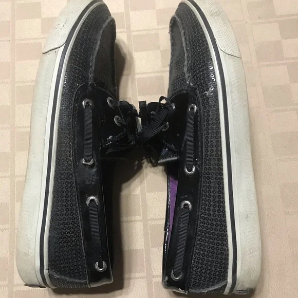 Sperry Top Sider‎ Slip Casual Shoes Black Sparkles