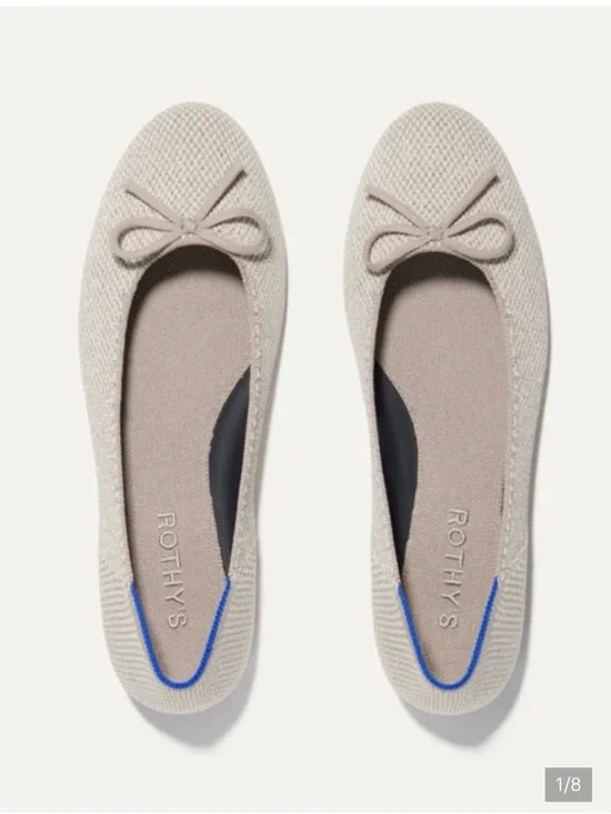 Rothy's Metallic Gold Knit Ballet Flats with Bow