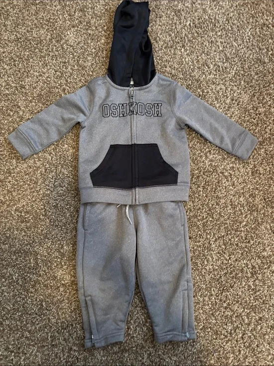OshKosh Gray Hoodie & Black Pocket Joggers Set
