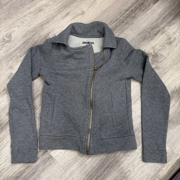 OshKosh Bgosh Girls Gray Moto Jacket‎ Full Zip Lightweight Size 6X