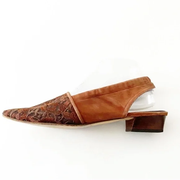 Vergelio, Low Heel, Tapestry Suede Sling-Back Shoe