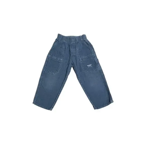 OshKosh B’gosh Corduroy Pants Size 4 T Blue Elastic Waist Kids Vintage Pull On