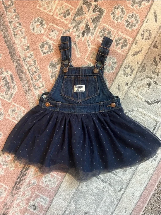 OshKosh B'gosh Navy Denim and Tulle Overall Dress