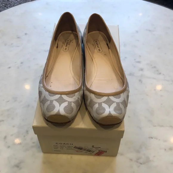 Coach Beige Signature Canvas Ballet Flats