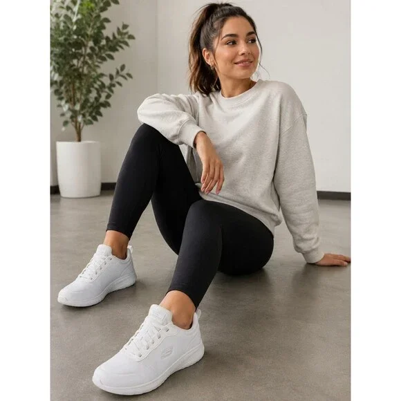 Skechers Work Slip Resistant White Lace-Up Sneakers – Women's Comfort Work Shoes