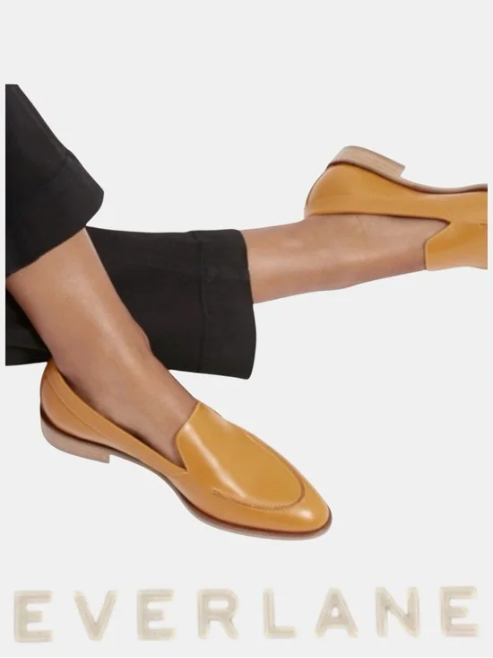 EVERLANE “Modern” Italian Leather Loafers In Mustard • Size 8 • EUC