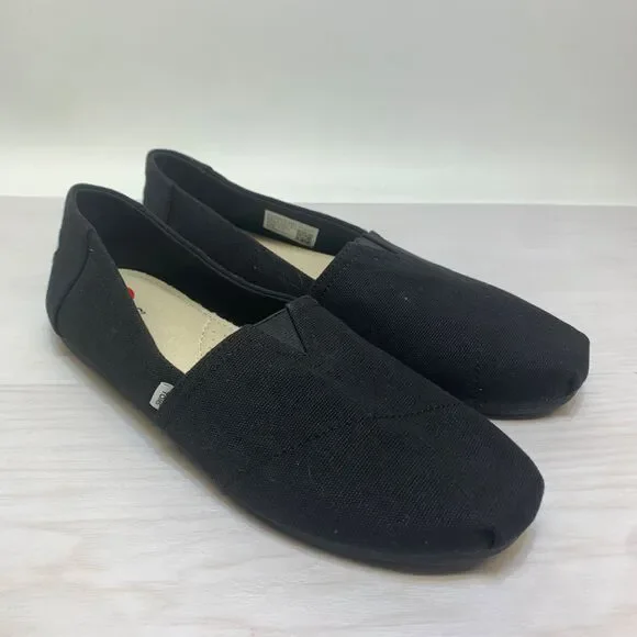 Womens TOMS Canvas Slip On Black Comfort Classic Lightweight‎  US Size 10