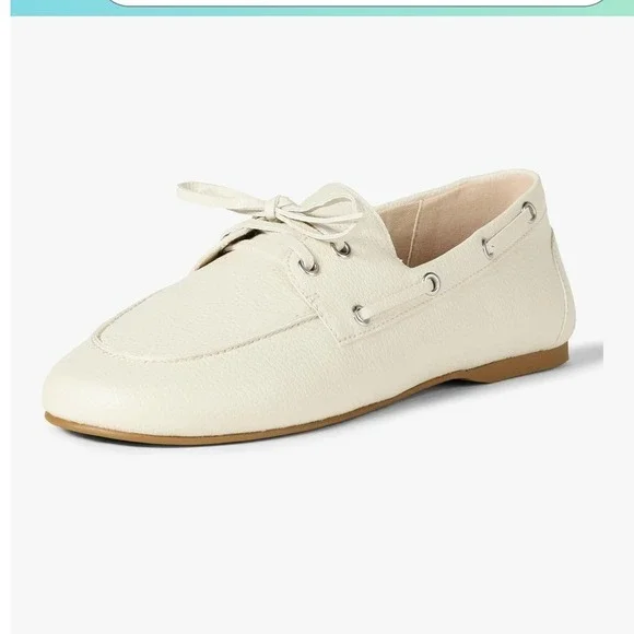 The Drop Women's Cream Boat Shoes Lace‎ Up Loafers Flat Size US 10 EU 41
