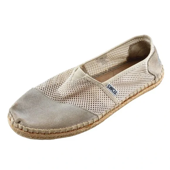 Toms Size 7‎ Medium Beige Round Toe flats Leather Women