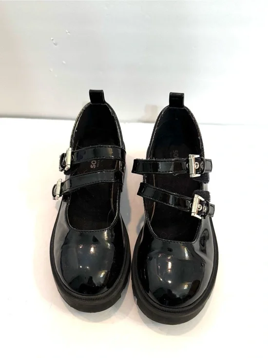 Girls Sonoma Black Ayvaa Girls' Patent Leather Mary Jane Chunky Heel Shoes Sz 1