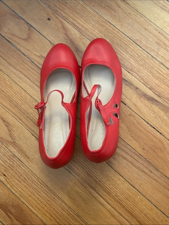 Chase + Chloe Bright Red Girls' Mary Jane Ballet Flats