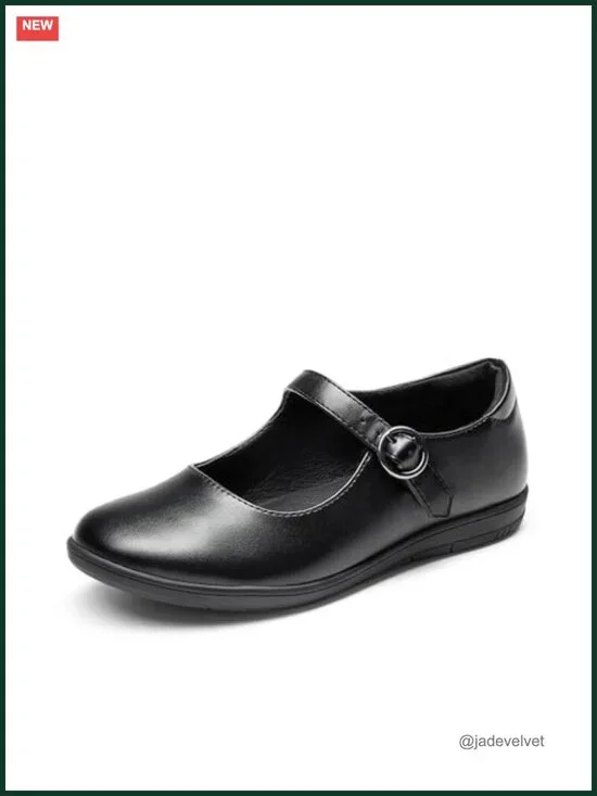 Girls Mary Jane School Uniform Shoes - Buckle Dress Flats Non-Slip Round Toe