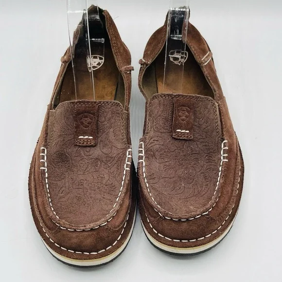Ariat NWT Woman's Embossed Paisley Brown Leather Cruiser Slip On Size 8 B