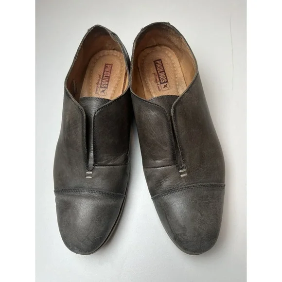 Pikolinos Santorini Leather Women's Shoes SZ 41  (10-10.5) Loafer Grey  Oxford