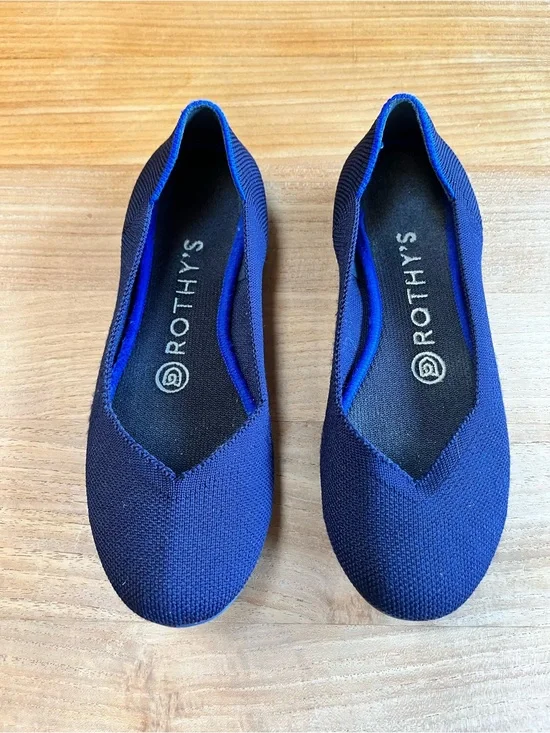 Rothy's Flats in Maritime Navy Blue Knit Machine Washable - 5.5