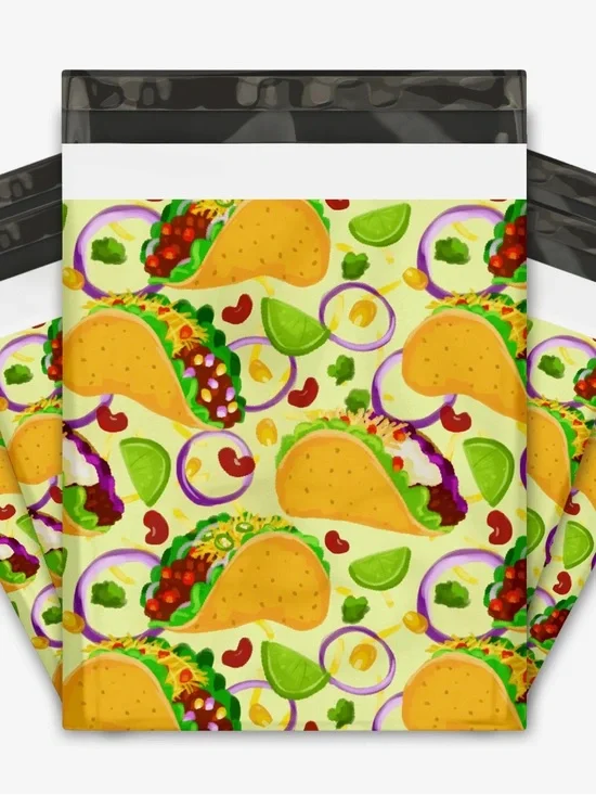 25 Taco Fiesta Polymailers 10x13 Bright Fun Shipping Bags Boutique Packaging 🌮