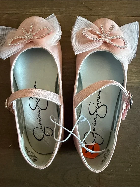 Jessica Simpson Light Pink Bow Strap Girls' Dress Shoes